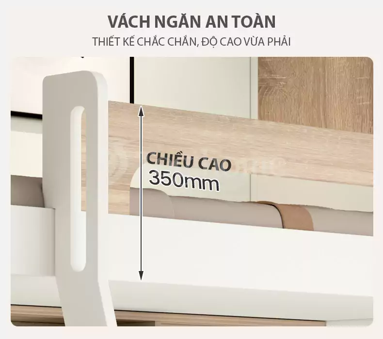 Bộ nội thất giường ngủ kết hợp tủ đồ thông minh GN028  phong cách hiện đại, tối ưu không gian với lan can an toàn nâng cấp