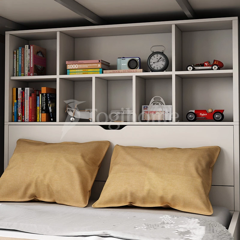 Bộ phòng ngủ trẻ em GTE016 phong cách hiện đại kết hợp tủ quần áo và kệ sách với thiết kế kệ đầu giường nhiều ngăn