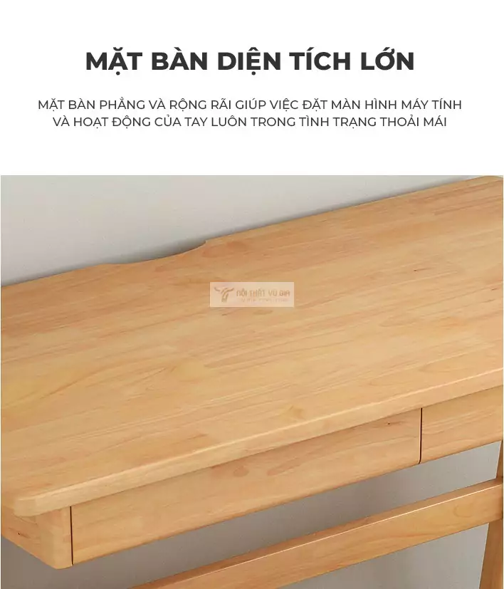thiết kế mặt bàn lớn của Bàn gỗ tự nhiên phong cách tối giản SD26