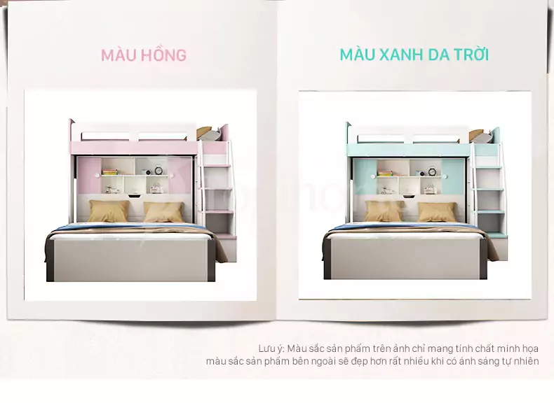 Màu sắc Bộ phòng ngủ trẻ em GTE016 phong cách hiện đại kết hợp tủ quần áo và kệ sách