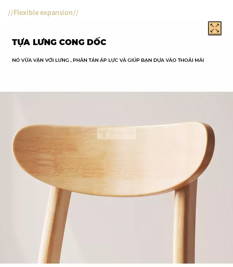 Ghế gỗ tự nhiên phong cách tối giản SD112 thiết kế tựa lưng khoa học mang đến trải nghiệm thoải mái