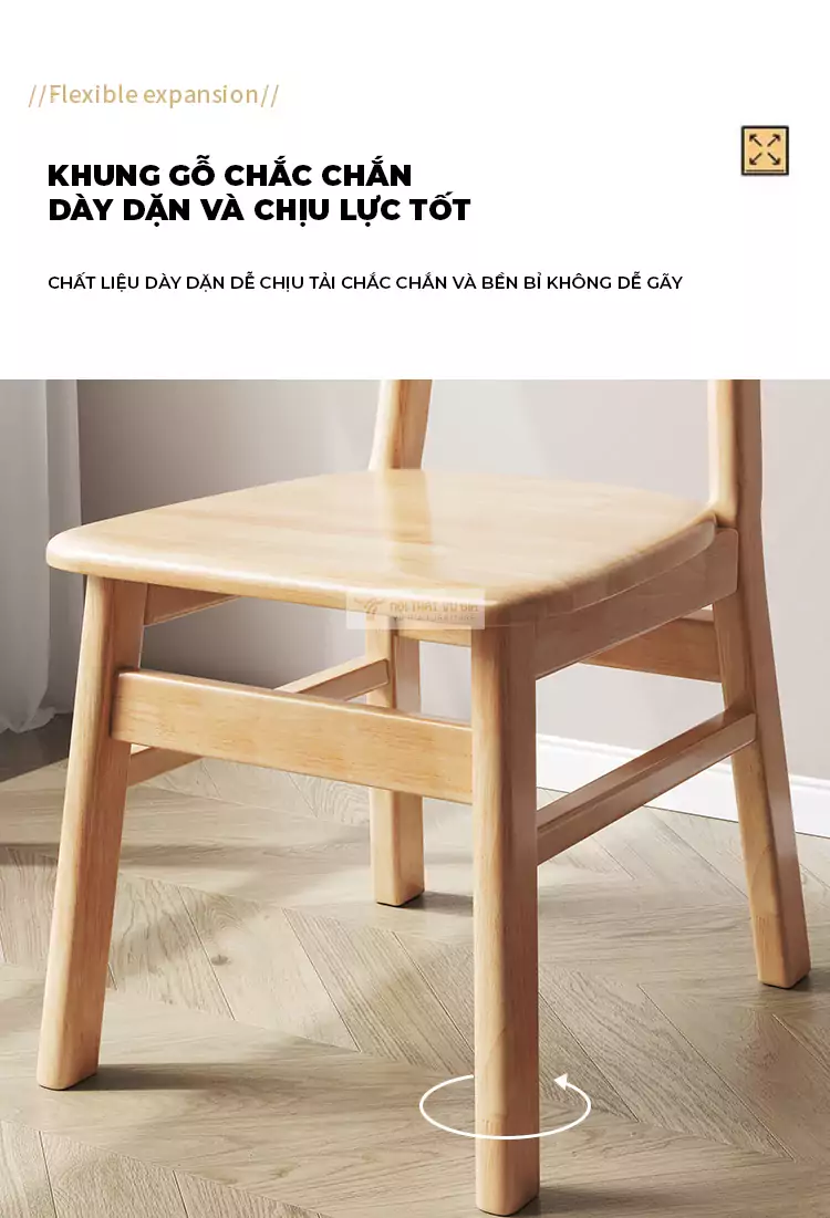 Ghế gỗ tự nhiên phong cách tối giản SD112 sử dụng khung gỗ chắc chắn