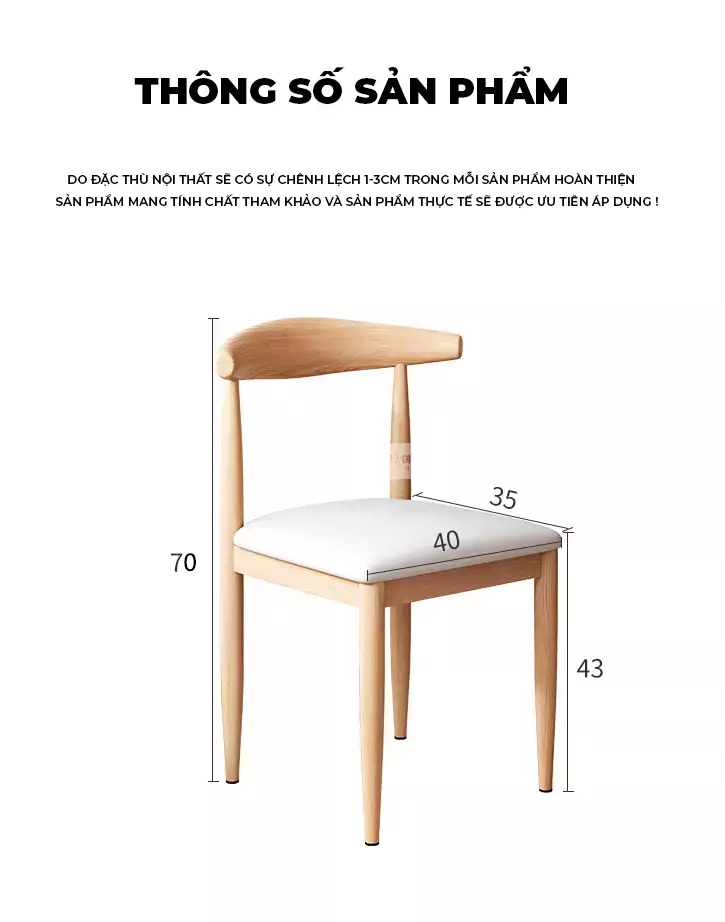 kích thước chi tiết của Ghế gỗ tự nhiên thiết kế tinh tế SD114