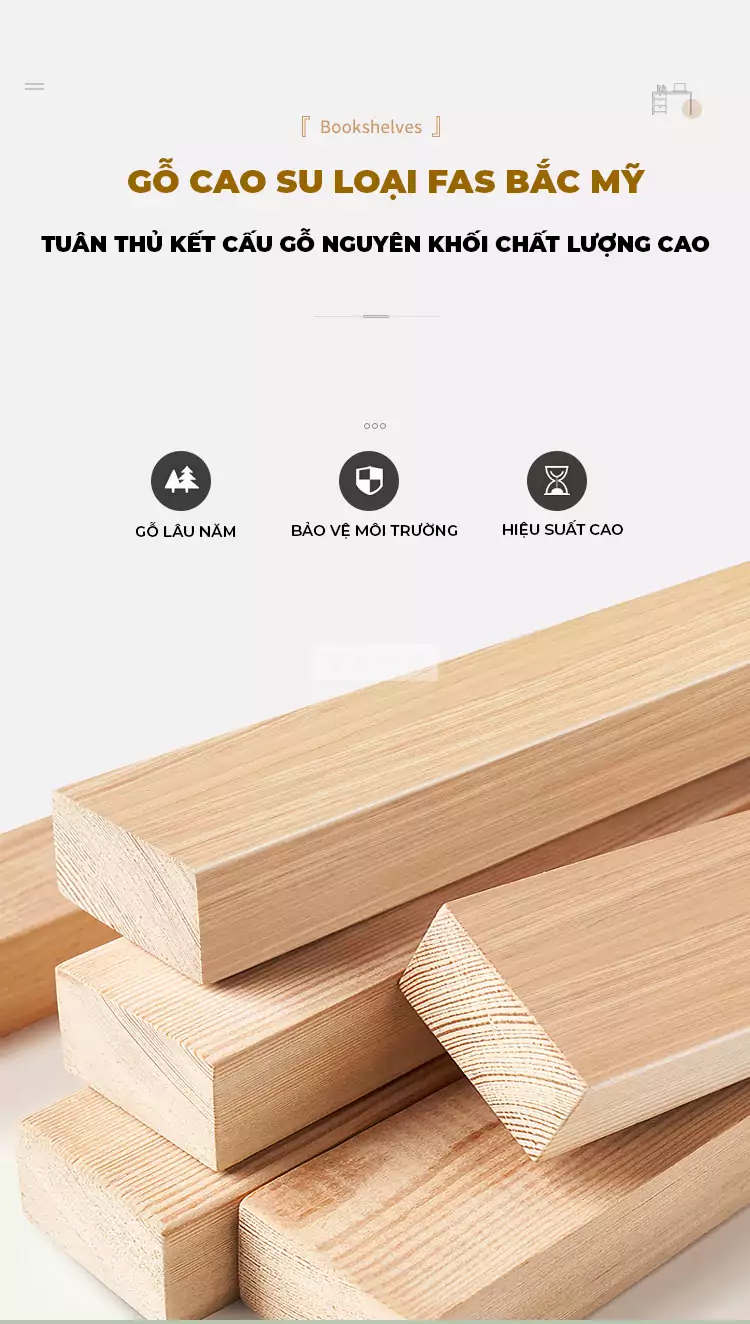 chi tiết chất liệu của Kệ sách gỗ tự nhiên thiết kế đa lưu trữ SD42
