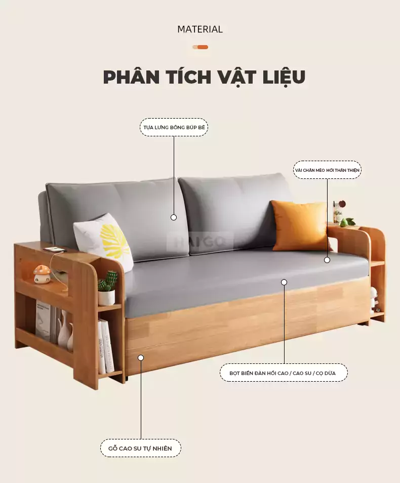Sofa Giường Gấp Mở Linh Hoạt Haigo SOF211