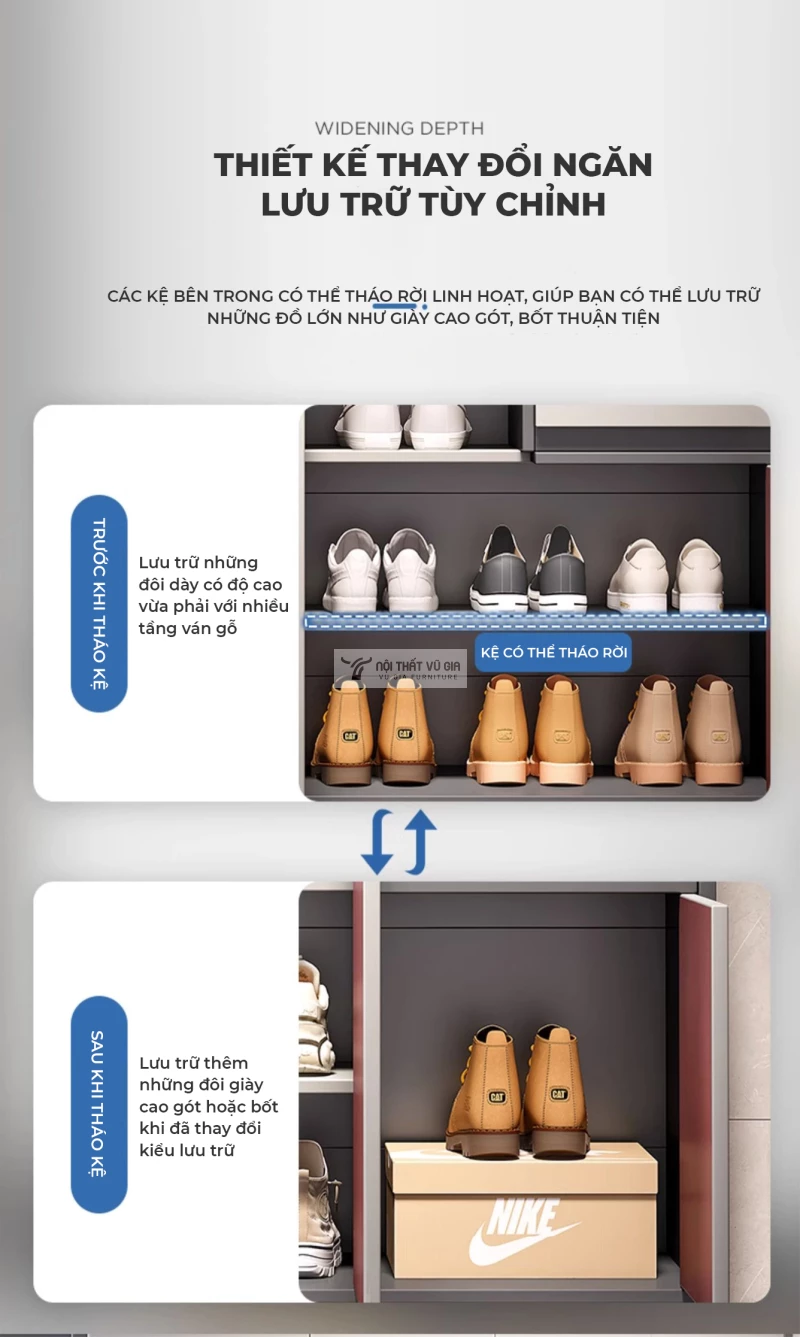 tùy chỉnh đa dạng với Tủ giày phong cách tối giản KG04